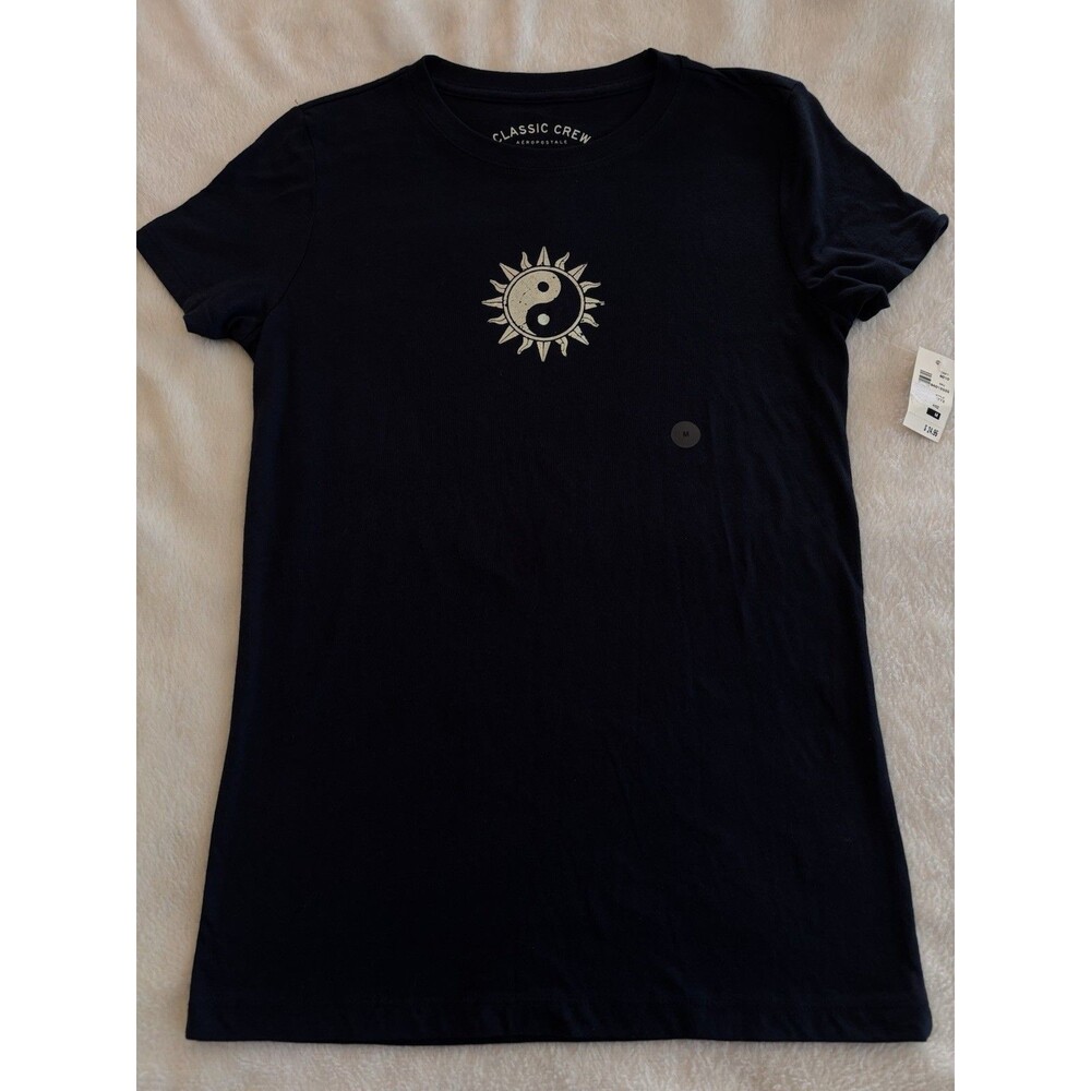 Blue Aeropostale Womens Yin Yang Sun Tee Size Medium Retro Lightweight Shirt